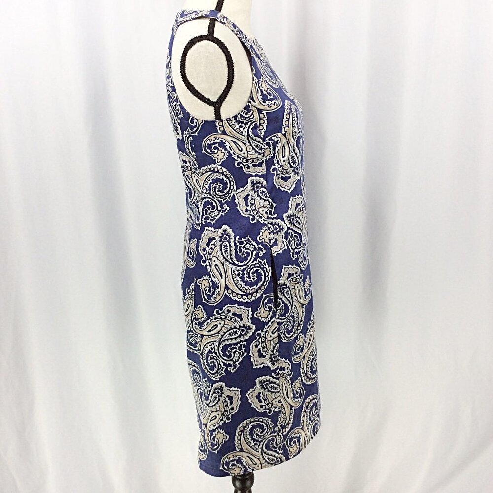 Ann Taylor LOFT Dress Womens Various Blue Paisley Sleeveless Tank Sheath - Picture 5 of 11